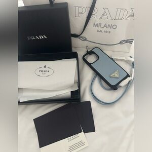 Authentic Prada Saffiano leather cover for iPhone 15 Pro